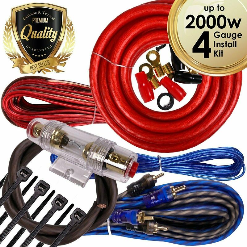 Photo 1 of Complete 2000W 4 Gauge Car Amplifier Installation Wiring Kit Amp PK2 4 Ga Red