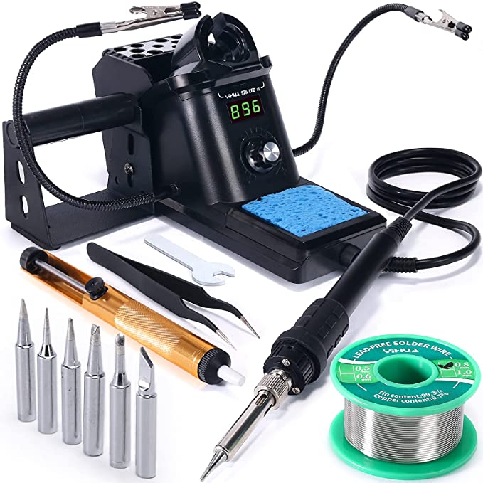 Photo 1 of YIHUA 926 III 60W Welding Soldering Iron Station Digital 194ºF~896ºF Adjustable Temp °C/ºF Sleep & Calibration Functions with 2 Helping Hands + 3 Extra Solder Tips & Tweezers - Black US Plug