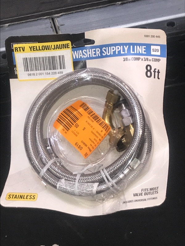 Photo 1 of Everbilt 3/8 in. x 3/8 in. x 96 in. Stainless Steel Universal Dishwasher Supply Line