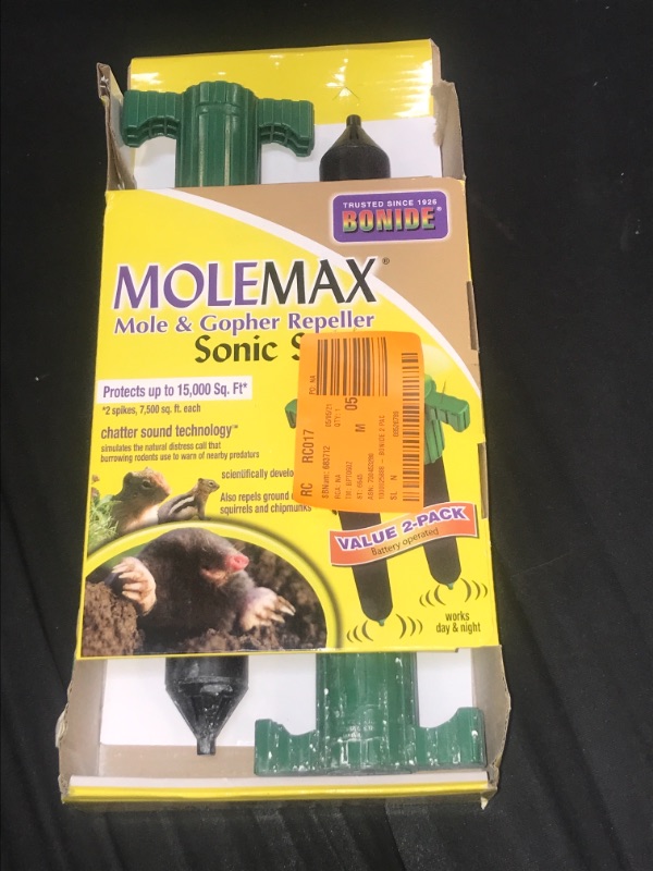 Photo 2 of 2pk Molemax Mole & Gopher Repeller Sonic Spike Bonide