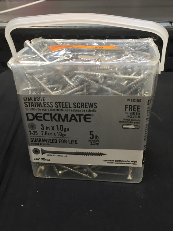 Photo 1 of 10 x 3 Inch Stainless Steel Deck Screws 314 Pack 5 Pound T25 Star Drive Type 17 Point 18-8 (304) Grade Stainless Steel by Eagle Claw Tools and Fasteners