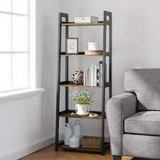 Photo 1 of 67" Annabelle 5 Tier Ladder Bookcase Black/Brown - Brookside Home