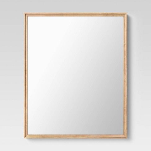 Photo 1 of 28" x 34" Classic Wood Rectangle Mirror Natural - Threshold™