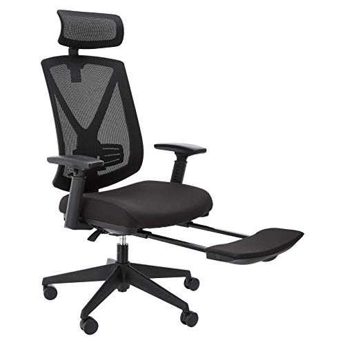 Photo 1 of Amazon Basics Ergonomic High-Back Reclining Mesh Office Chair - Fabric Seat with Adjustable Lumbar Support, Black
