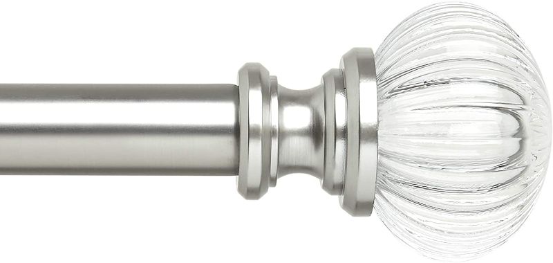 Photo 1 of Umbra Adina Curtain Rod Acrylic Finials, 1-Inch Diameter, Includes Brackets & Hardware, 36 to 72 Inches, Nickel/Clear