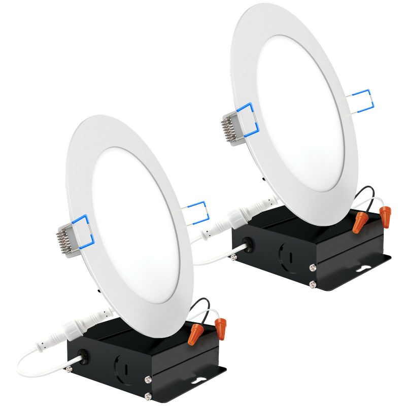 Photo 3 of Sunco 2 Pack 6 Inch Slim LED Downlight, Junction Box, 14W=100W, 5000K Daylight