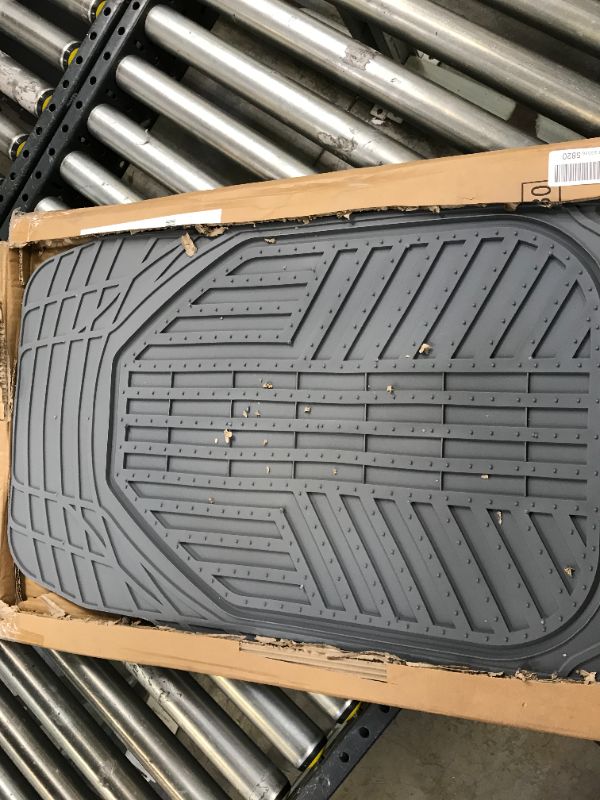 Photo 4 of AmazonBasics 3-Piece All-Season Odorless Heavy Duty Rubber Floor Mat for Cars, SUVs and Trucks, Gray