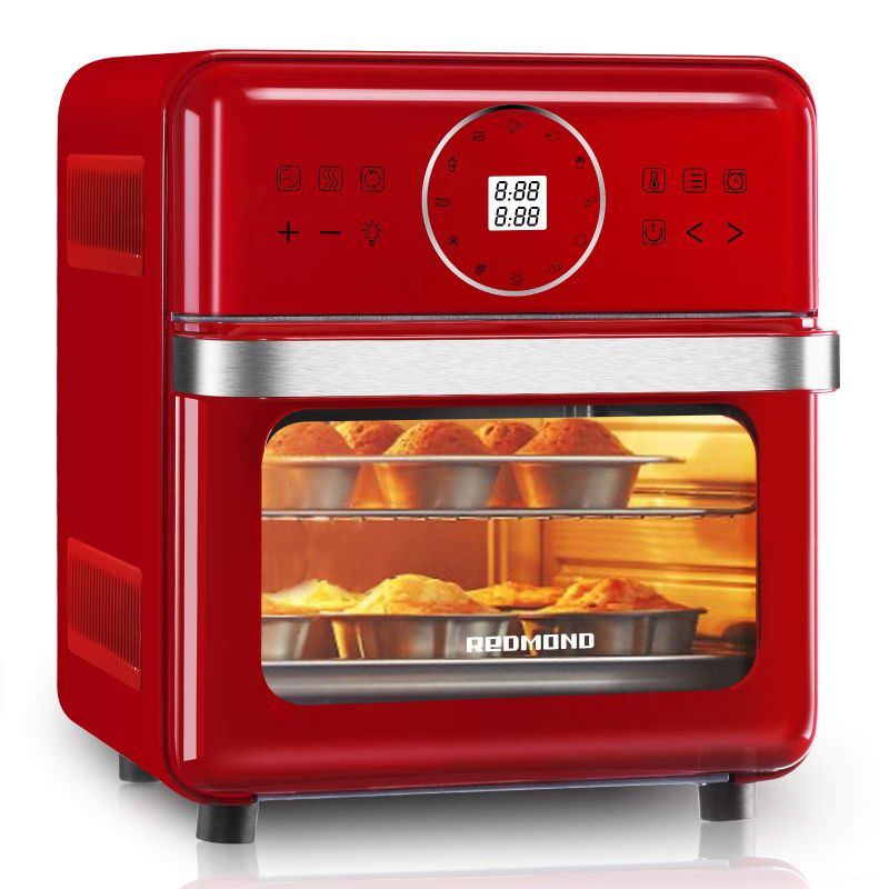 Photo 3 of REDMOND Air Fryer, 14.8QT Air Fryer Oven 12-in-1, 1700W Electric Air Oven with LED Digital Touchscreen and Temperature Control, Toaster Oven with 7 Accessories, Red, AF008
