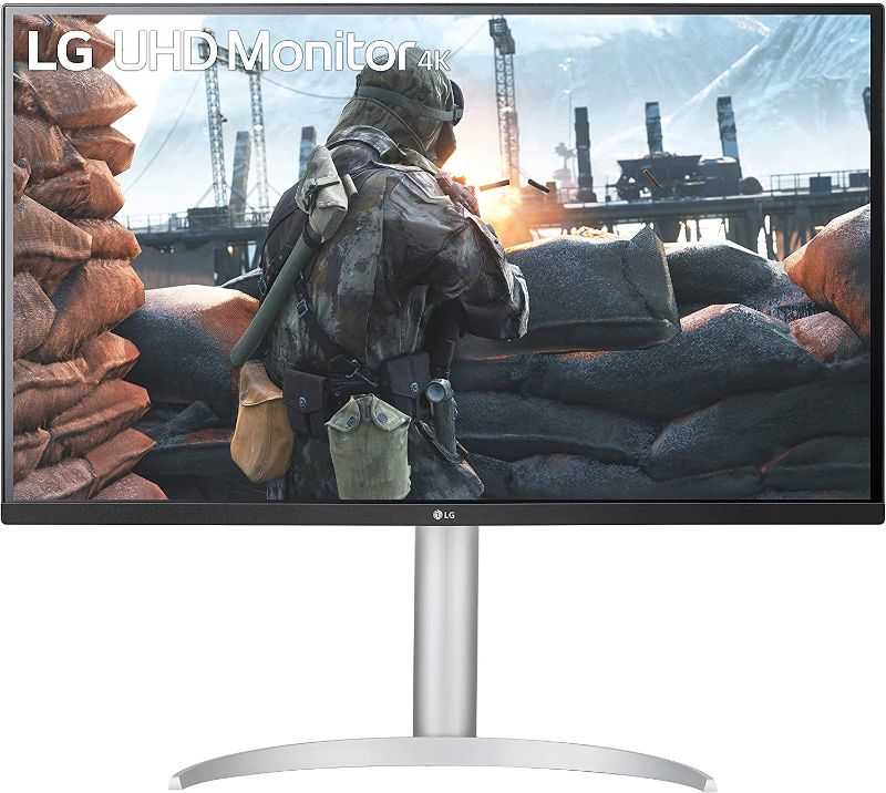 Photo 1 of LG 32UP550-W 32 Inch UHD (3840 x 2160) VA Display with AMD FreeSync, DCI-P3 90% Color Gamut with HDR 10 Compatibility and USB Type-C Connectivity – Silver/White
