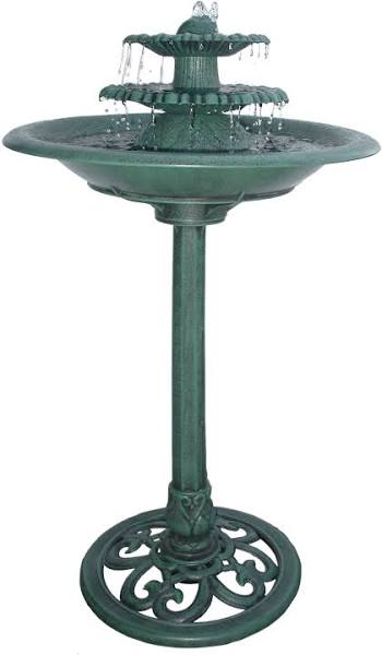 Photo 2 of Alpine Corporation TEC106 Tiered Classic Pedestal Garden Water Birdbath Floor Fountain, One Size, Green
