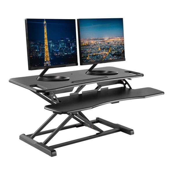 Photo 1 of TechOrbits Rise-X Pro Standing Desk Converter - Height Adjustable Stand Up Desk Riser - Sit to Stand Desktop Workstation
