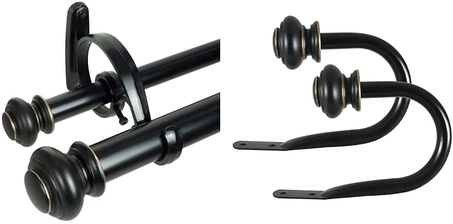 Photo 1 of Beme 36-72" Urn Double Rod Set in Antique Black & Urn Holdback Pair, Antique Black
