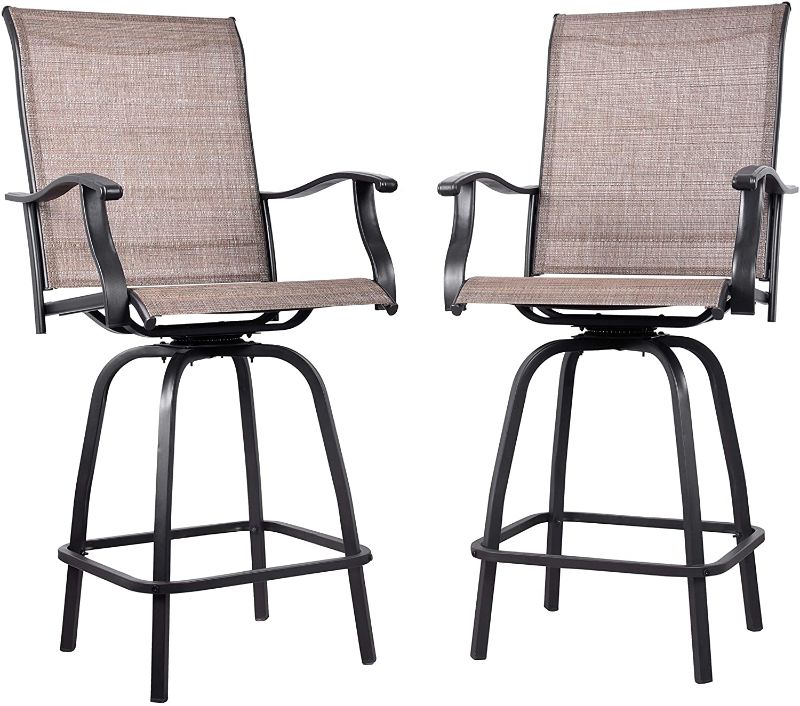 Photo 1 of EMERIT Outdoor Swivel Bar Stools Bar Height Patio Chairs, Set of 2 (Bar Stools)
