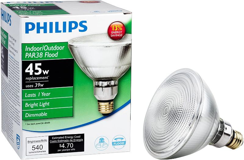 Photo 1 of 39-Watt Equivalent Halogen PAR38 Dimmable Indoor/Outdoor Floodlight Bulb