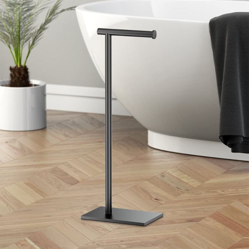 Photo 2 of Gatco Latitude2 Freestanding Toilet Paper HOLDER; Matte Black 1431MX