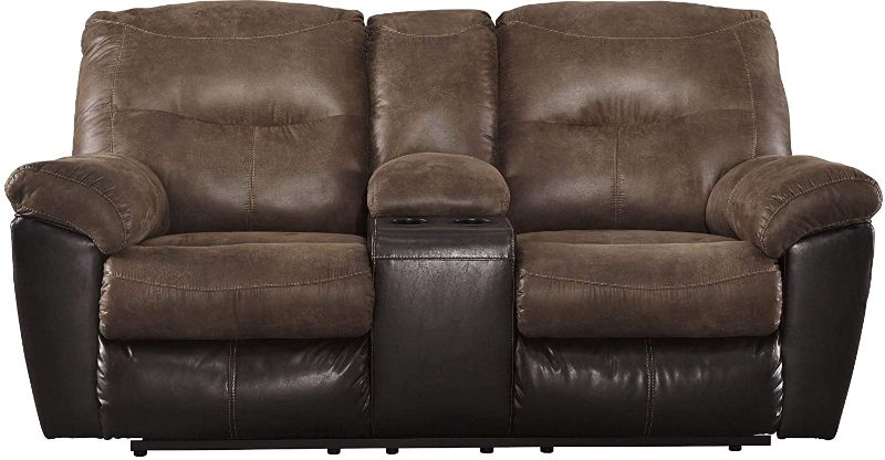 Photo 2 of Ashley Follett Reclining Loveseat with Console Brown