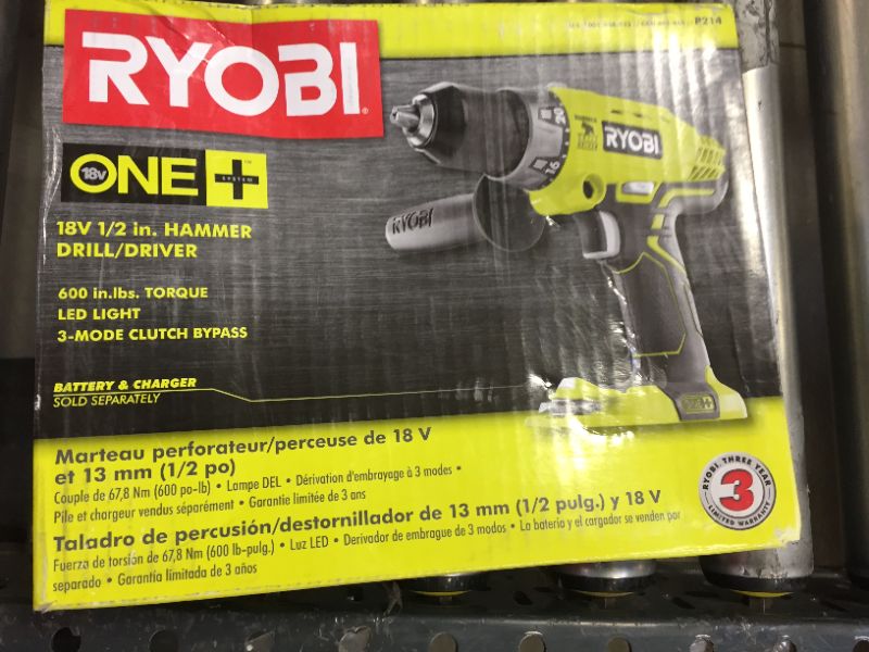 Photo 2 of ONE+ 18V Cordless 1/2 in. Hammer Drill/Driver (Tool Only) with Handle