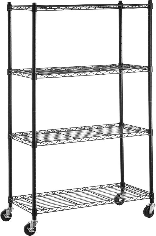 Photo 1 of AmazonBasics 4-Shelf Shelving Unit on 3'' Casters, Chrome