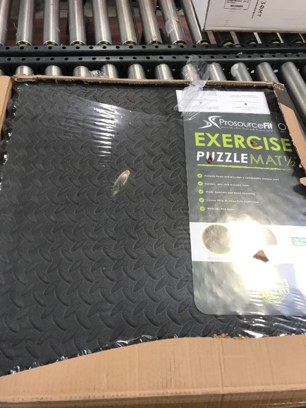 Photo 2 of ProSource Puzzle Exercise Equipment Floor Mat, Black, 24” x 24”