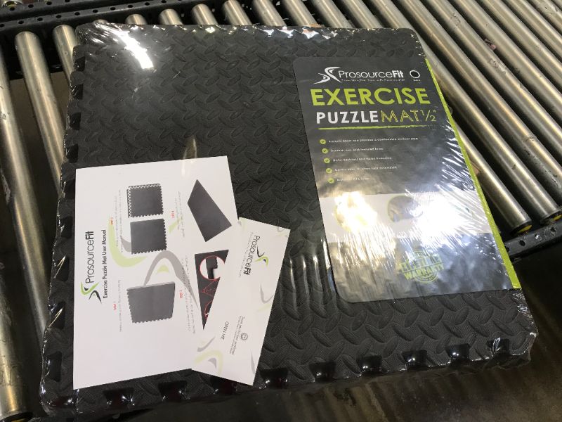 Photo 1 of ProSource Puzzle Exercise Equipment Floor Mat, Black, 24” x 24”