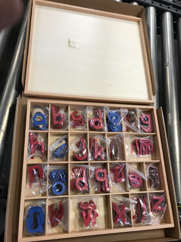 Photo 2 of Elite Montessori Wooden Movable Alphabet with Box Preschool Spelling Learning Materials (Red and Blue