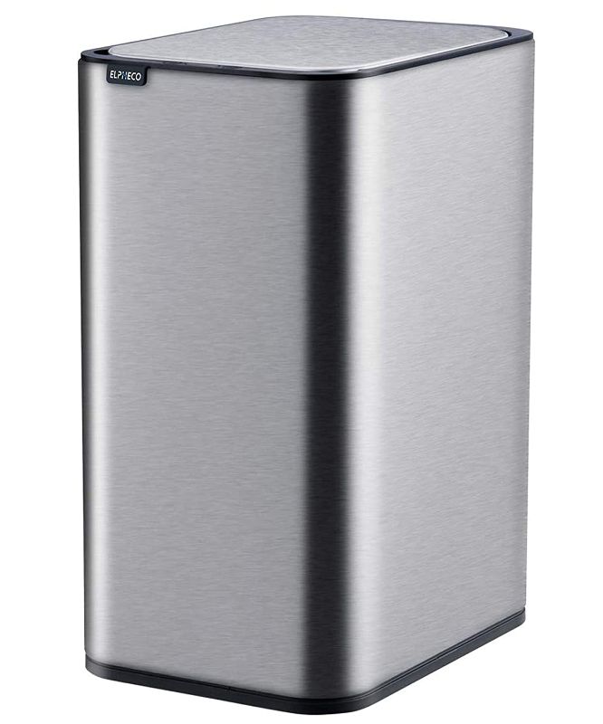 Photo 1 of ELPHECO 4 Gallon Brushed Stainless Steel Motion Sensor Trash Can with Lid, Automatic Trash Can, Bedroom Kitchen Living Room Office Trash Bin Garbage Can
