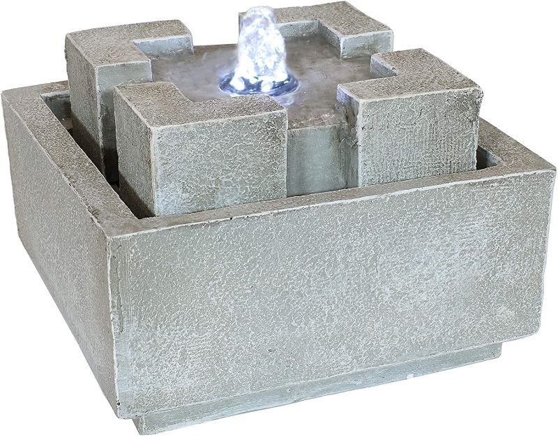 Photo 1 of Sunnydaze Square Dynasty Bubbling Indoor Tabletop Water Fountain - Tabletop Water Feature - 7-Inch Square Indoor
