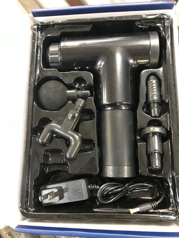 Photo 1 of Massage Gun for Athletes deep Tissue Strike Muscle Pain and Muscle Relaxation, 4 Head Accessories and 6 Adjustable Speed, Gym Portable Hand-held Electric Massager (Black)

