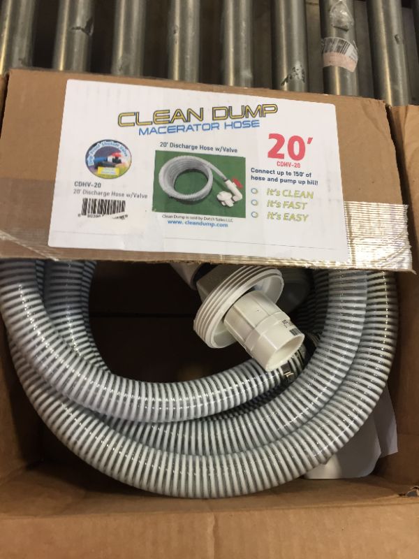 Photo 3 of Clean Dump (Cdhv-20) 20' Length Discharge Hose With Drip Proof Valve---grey color not blue 