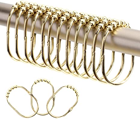 Photo 2 of 2 Lb. Depot Wide Shower Curtain Rings Hooks, Stainless Steel Set of 12 (Gold)