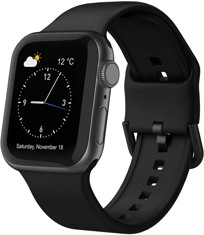 Photo 1 of Adepoy Compatible with Apple Watch Bands 44mm 42mm, Soft Silicone Sport Wristbands Replacement Strap with Classic Clasp for iWatch