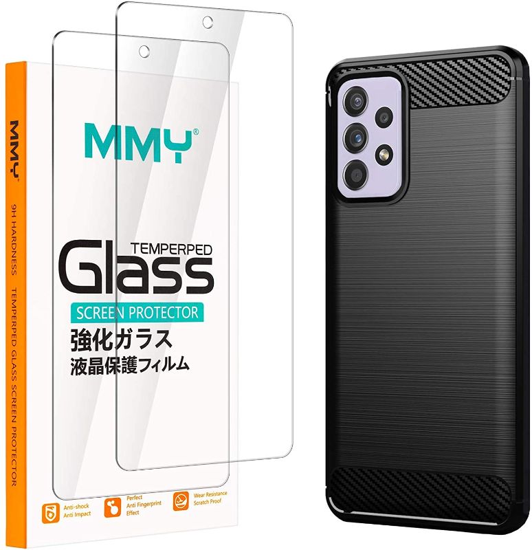 Photo 1 of [2 + 1 Pack] MMY Compatible with Samsung Galaxy A72 5G / 4G Screen Protector + Galaxy A72 5G / 4G Case Tempered Glass Film HD Clarity 9H Hardness Bubble Free Scratch Resistant - Clear