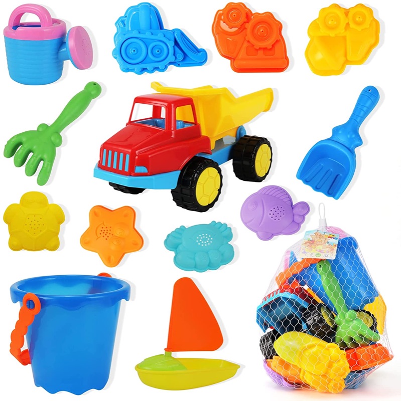Photo 1 of Beach Sand Toys Set with 11" Large Dump Truck,Bucket,Shovel,Rake,Sailboat,Watering Can, Turtle Molds,Sandbox Toys for Boys Girls Indoor Outdoor Play Gift ,Sand Toy for Kid Toldders Age 2 3-5 8