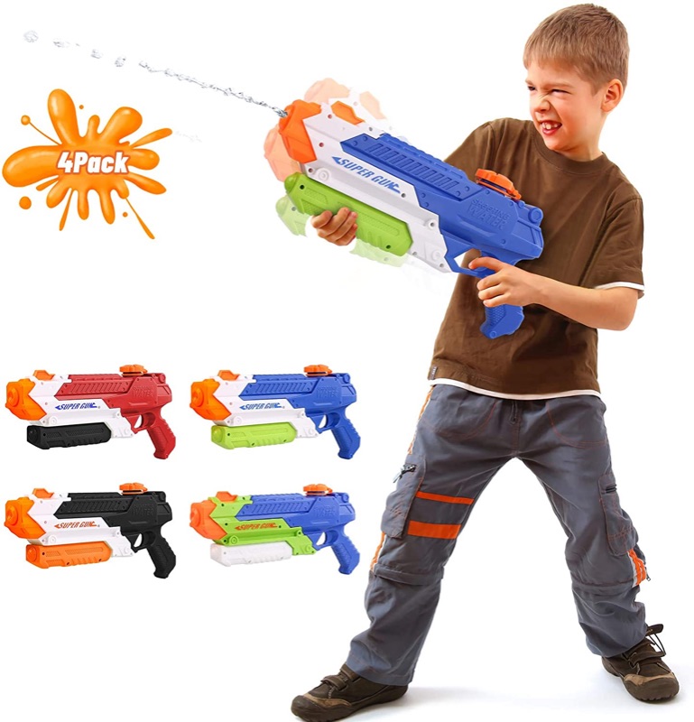 Photo 1 of Beewarm Water Guns for Kids Adults - 900 CC Super Water Soaker Long Range - Lifetime Replacement - Big Water Toys for Boys and Girls as Birthday Gifts Red (4 Packs)