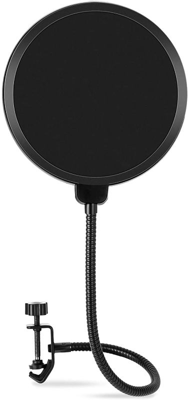 Photo 1 of Microphone Pop Filter for Blue Yeti and Other Mic, LILALIWA 6 Inch Dual Layered Pop Wind Screen with Enhanced Flexible 360° Gooseneck Clip Stabilizing Arm for Vocal Recording and Live Broadcasting