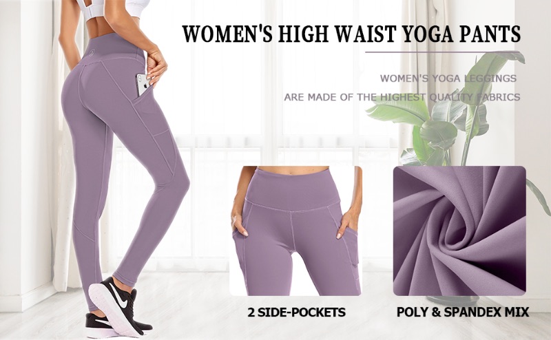 Photo 1 of PLOKNRD Womens High Waisted Yoga Pants with Pockets, Tummy Control, 4 Way Stretch Workout Leggings for Womens SIZE 2XL