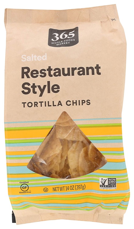 Photo 1 of 365 by Whole Foods Market, Tortilla Chips White Corn Salted Restaurant Style, 14 Ounce
 exp April 16 2021