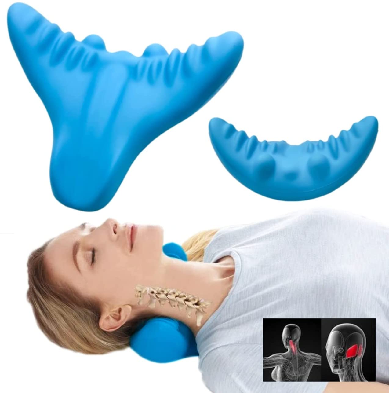 Photo 1 of Neck Stretcher for Pain Relief, Neck and Shoulder Relaxer Chiropractic Acupressure Trigger Point Pillow, Cervical Traction Occipital Release for Relieve TMJ Headache Muscle Tension Spine Alignment