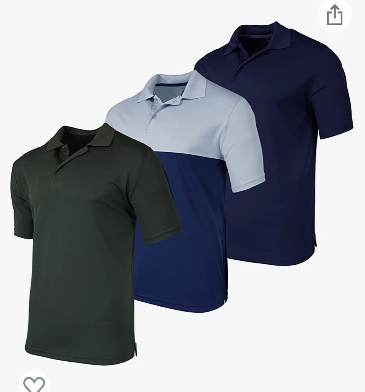 Photo 1 of 3 Pack: Men's Quick-Dry Short Sleeve Athletic Performance Polo Shirt - Regular & Big-Tall (S-5X) SIZE XXL