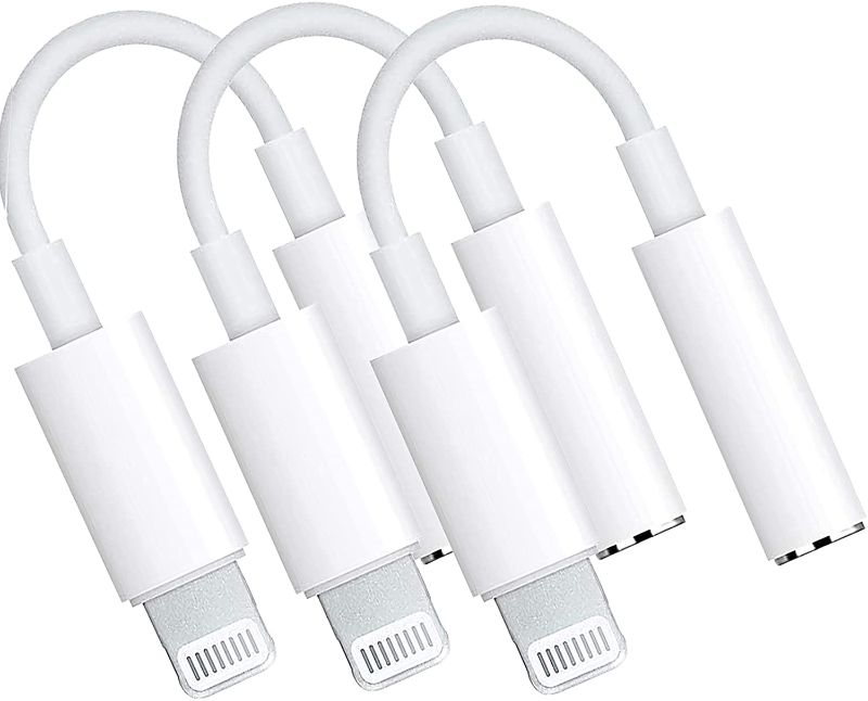 Photo 1 of [3 Pack] Lightning to 3.5mm Headphone Jack Adapter Connector Aux Audio Support for iPhone 7/7Plus/8/8Plus/X/XS/XS MAX/11/11 Pro/12/12 Pro MAX Compatible iOS 10.3 or Later