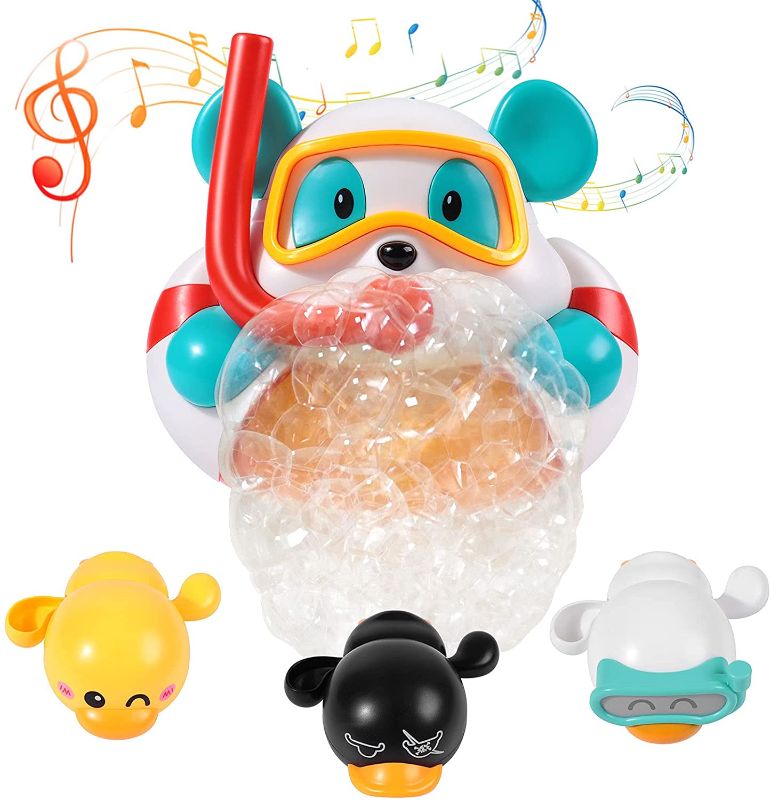 Photo 1 of Baby Bath Toys, New Bear Bath Bubble Maker for Kids with 12 Nursery Rhyme and 3 Wind Up Cute Swimming Duck Bathtub Toys for Boys and Girls