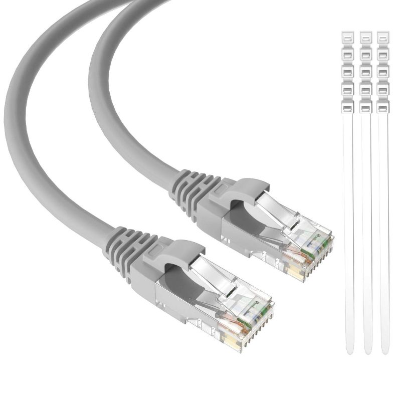 Photo 1 of Cat6 Ethernet Cable 40 Feet/Grey, Adoreen Patch Cable,Cat 6 High Speed Network LAN UTP RJ45 Internet Cable,Ether Cable with 15 pcs Ties-40ft(12.2m)