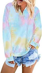 Photo 1 of LOSRLY Women Casual Long Sleeve 1/4 Zipper Tie Dye Printed Sweatshirts Stand Collar Pullover Tunic (Size Small)