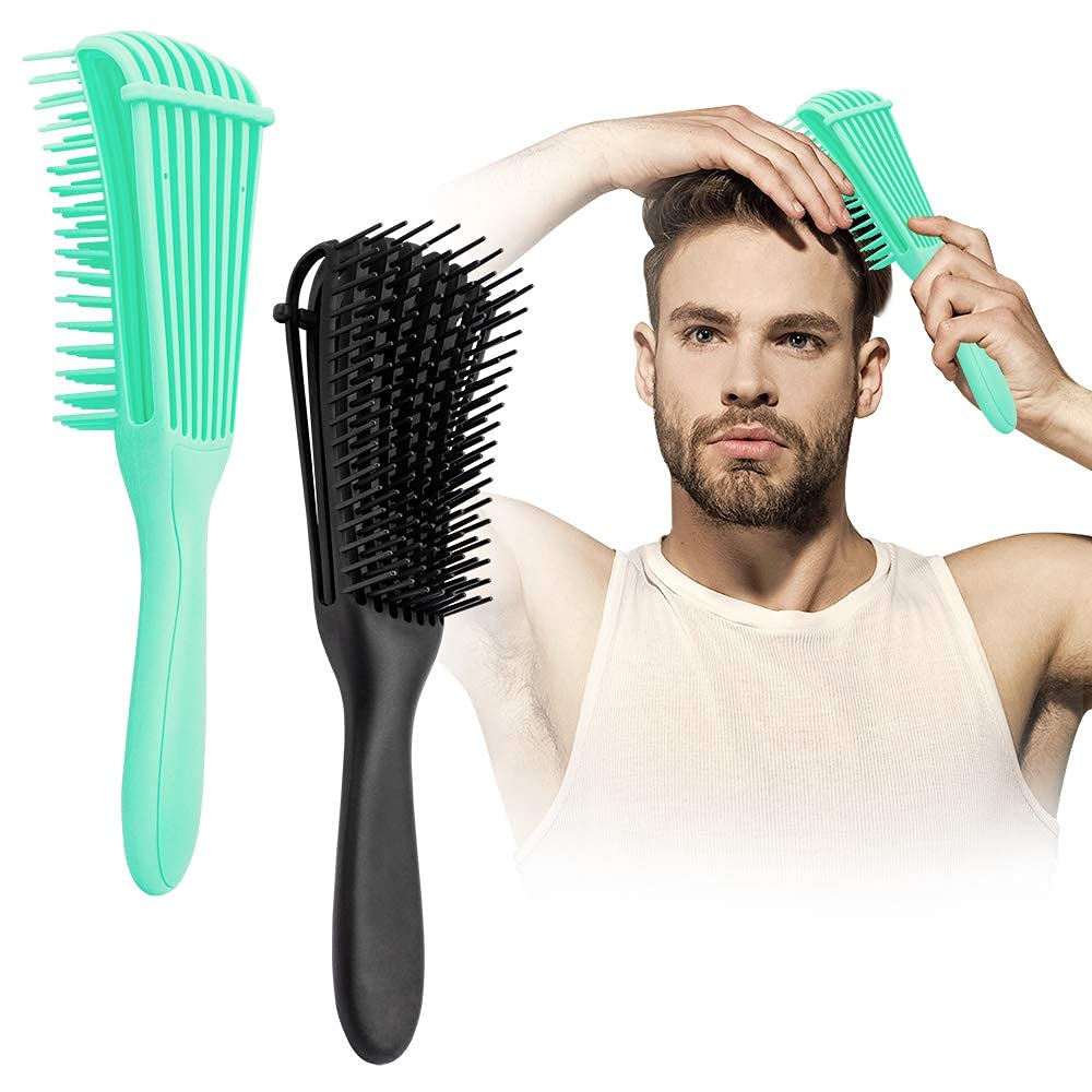 Photo 1 of Hair Detangling Brush, Anti-Static Hairdressing Comb, Tangle Brush Hair Detangler Brush for Natural Wet Dry Long Thick Curly Hair, Detangling Blow Hair Brush with Buckle (Black+Blue)