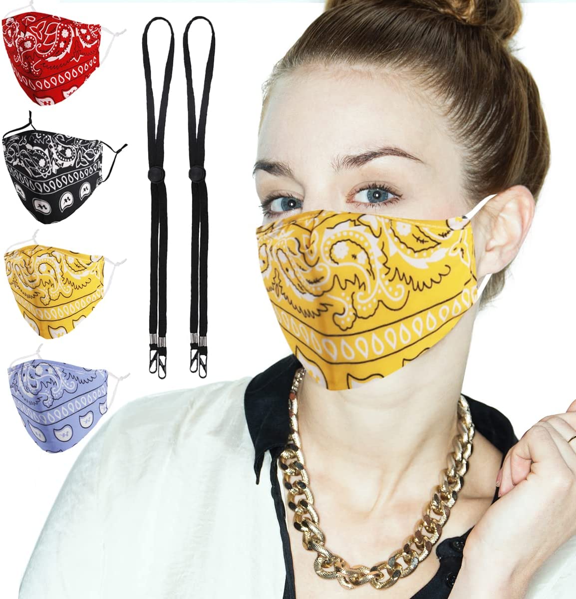 Photo 1 of Breathable 4PCS Fashion Cotton Adjustable Face Masks for Adult Gifts for Women Men