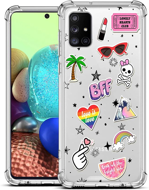 Photo 1 of ZIYE Compatible with Samsung Galaxy A71 5g Case Clear,Shockproof Phone Clear Case Cute for Samsung Galaxy A71 5g Case Sticker Collection