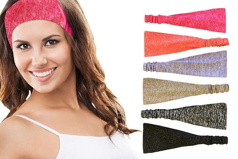 Photo 1 of Styla Hair 6 Pack Women's Yoga Sport Athletic Headband Non Slip Wicking for Fitness Running Dance Gym (Multi)