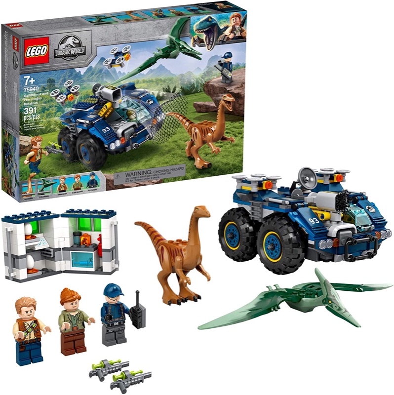 Photo 1 of LEGO Jurassic World Gallimimus and Pteranodon Breakout 75940, Dinosaur Building Kit for Kids, Featuring Owen Grady, Claire Dearing and ACU Trooper Minifigures for Creative Play (391 Pieces)