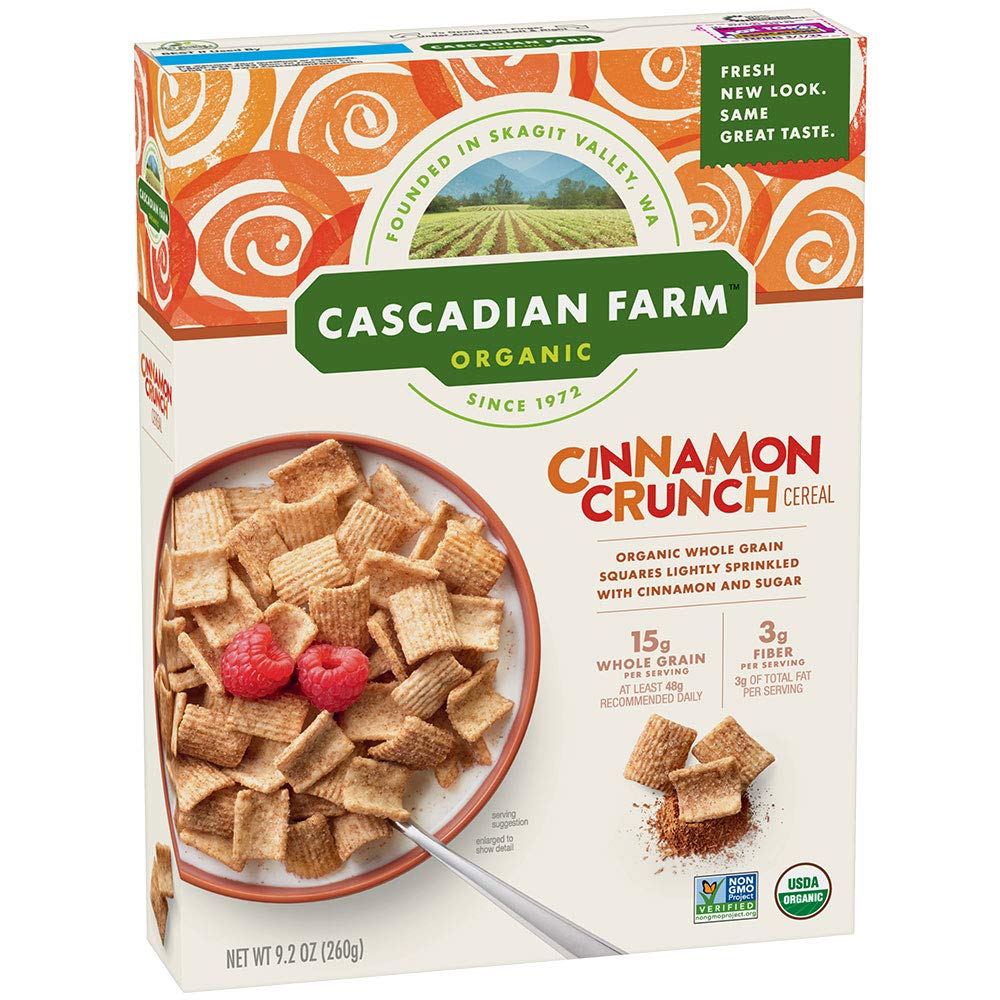 Photo 1 of  2 boxes Cascadian Farm Organic Cereal, Cinnamon Crunch, Whole Grain Cereal, 9.2 oz
1 box Cascadian Farm Organic Vanilla Chia Crunch Whole Grain Oats, 12.5 Oz

exp oct 2021