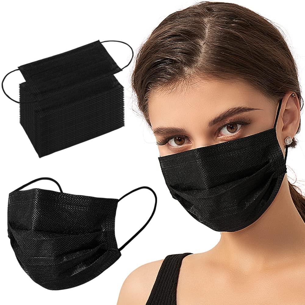 Photo 1 of 2 PACK Black Disposable Face Masks 3 Ply Filter Protection Breathable Face Mask for Adults